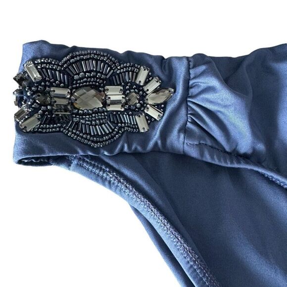 Badgley Mishka Blue Beaded Swim Bottoms - Picture 2 of 6